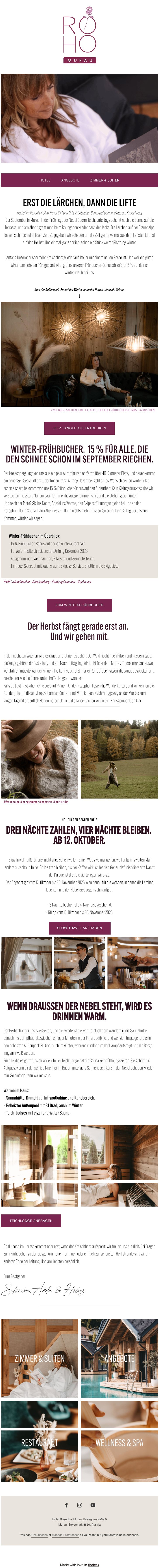 Newsletter September 2026: Erst die Lärchen, dann die Lifte