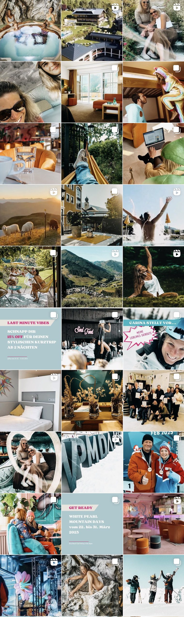 Instagram-Feed des Saalbacher Hofs, zweite Ansicht