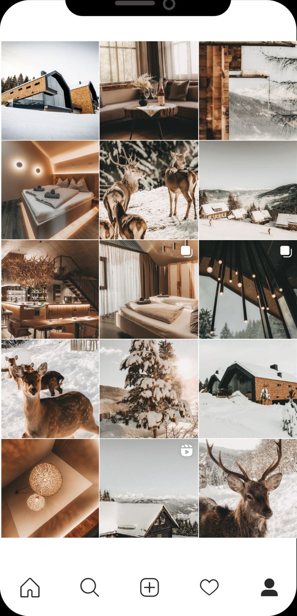 Instagram-Feed Schlögelberger Hüttendorf im Winter