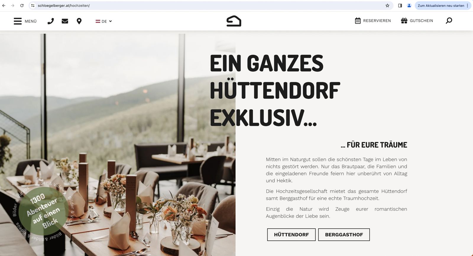 Website-Redaktion: Ein ganzes Hüttendorf exklusiv