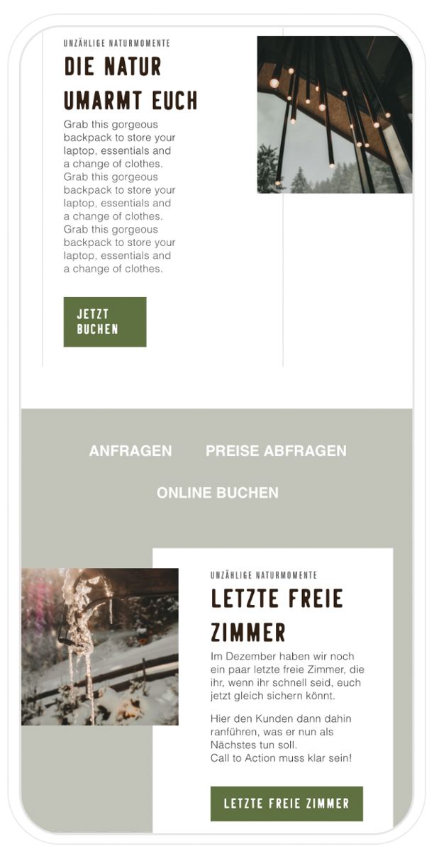 Newsletter-Vorlage: Die Natur umarmt euch